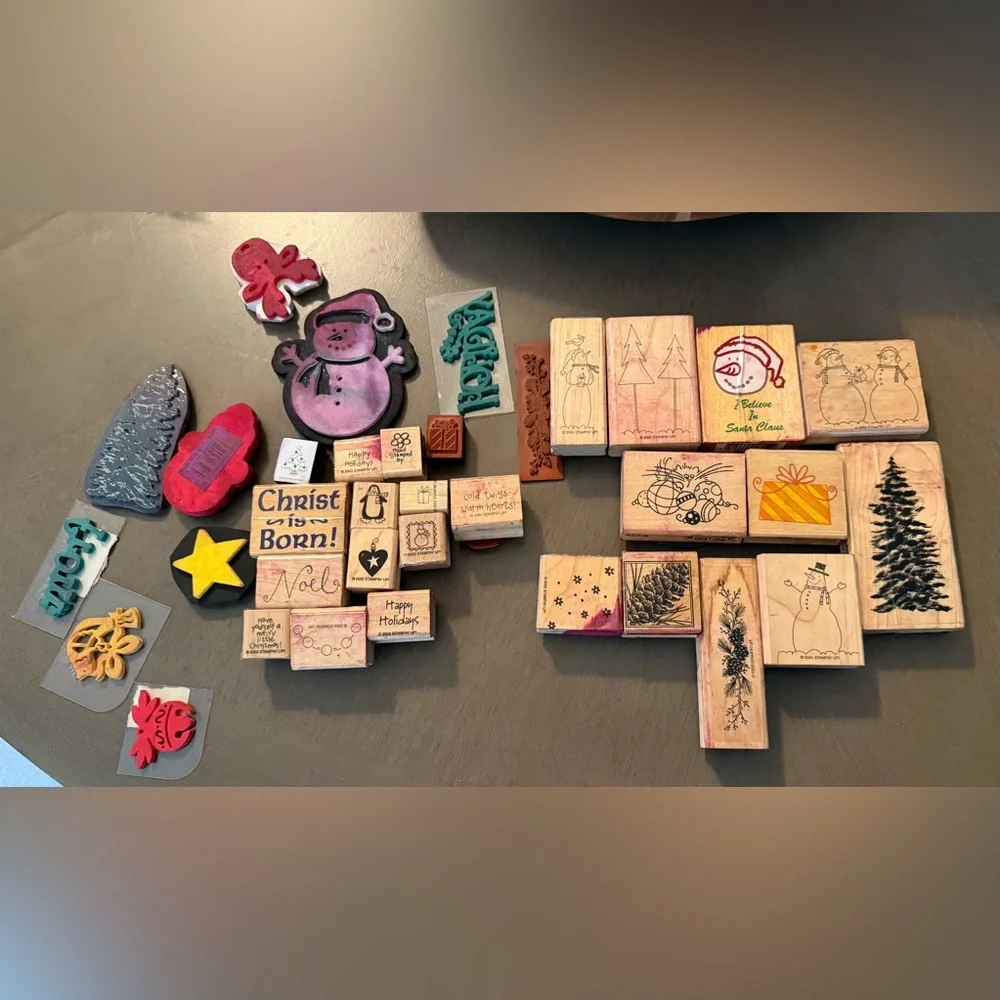 Art Supplies Wooden Rubber Stamp Set